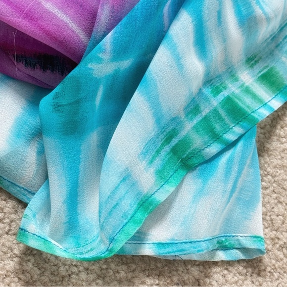 Calvin Klein Plus Size Maxi Dress Tank Dress Stretch Top Tie Dye Skirt Chiffon - Picture 11 of 13